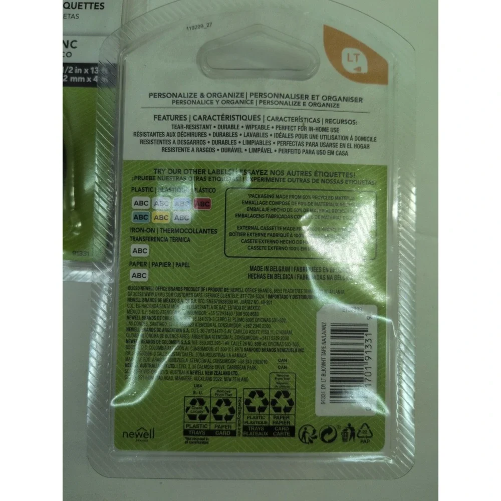 LOT 5!🚨Dymo LetraTag LT Label Refills White Plastic Label Tape 1/2